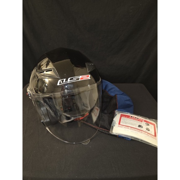 LS2 Copter Open Face Dual Visor Motorcycle Helmet Black Size XXL - Picture 1 of 9